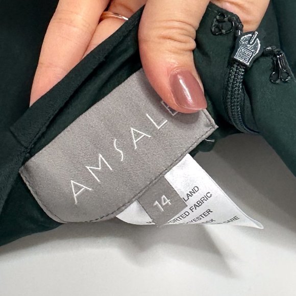 Amsale Bridesmaid Imani Open Back Gown Long Maxi Dress in Emerald Green Size 14 - Picture 4 of 16